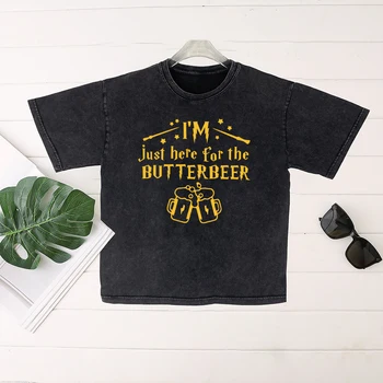 Шикарная футболка I'M Just Here for The BUTTERBEER Vacation, трендовая повседневная уличная одежда Y2K, Новая летняя модная женская футболка