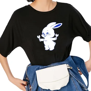 Новая футболка Kpop Cute Bunny с круглым вырезом и коротким рукавом, Графическая футболка Harajuku, Женская футболка В повседневном стиле, Забавная Одежда, топы y2k
