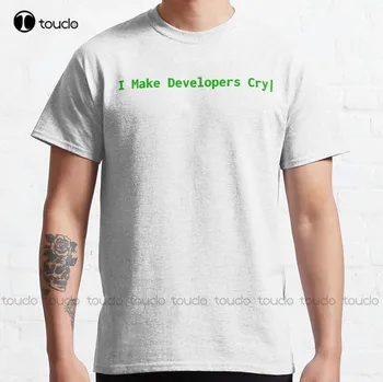 Qa Engineer Менеджер проекта Funny I Make Developers Cry Классическая футболка Мужская Рубашка Funny Art Harajuku Уличная Футболка С рисунком