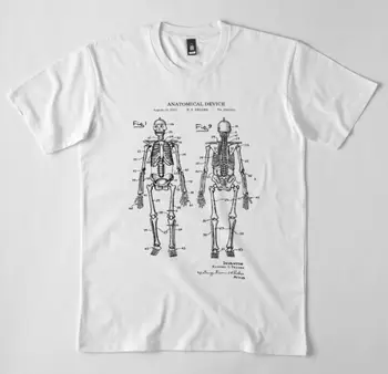 Футболка Anatomic Skeleton Blueprint - Футболка Skeleton - длинные рукава из 100% Хлопка Премиум-класса
