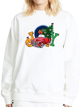 Merry Christmas Car Женская толстовка Y2K, Модные хипстерские толстовки с принтом, Женская Графическая толстовка с длинным рукавом, Топы, пуловер