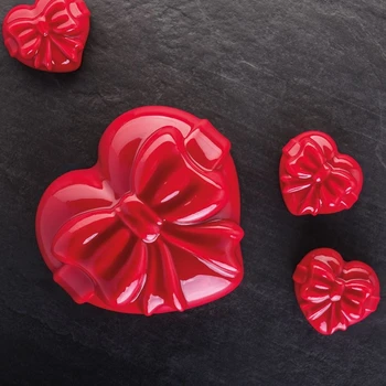 6 Отверстий Дизайн в виде сердечка и бантика Шоколадный Мусс Силиконовая Форма для торта DIY Craft Форма для помадки Форма для выпечки Торта Форма для украшения