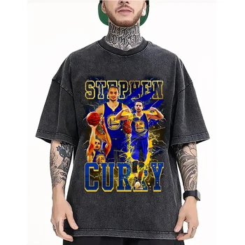 Футболка Basketball Star Y2K Grunge, Винтажная футболка С потертым рисунком, Европейский и Американский Уличный пуловер В готическом стиле, Оверсайз H