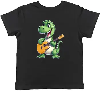 Динозавр Ти-Рекс играет на гитаре, детская футболка-гитарист, подарок для мальчиков и девочек