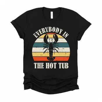 Ретро футболка с лобстером Crawfish Sunset Everybody In Hot Tub XS 4XL