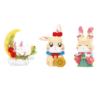 Прекрасный мультяшный микро-алмазный блок Лунный Кролик Строительные Кирпичи Фея-Дева Собирает Нанобриксы Развивающие игрушки для детей Подарки