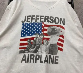 Хлопковая белая рубашка всех размеров Jefferson Airplane Band с коротким рукавом HE1162 с длинными рукавами