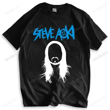 новая хлопковая футболка для мужчин с круглым вырезом, футболки с логотипом STEVE AOKI Electro House Music DJ, Черная футболка, модная футболка, мужские топы, евро размер