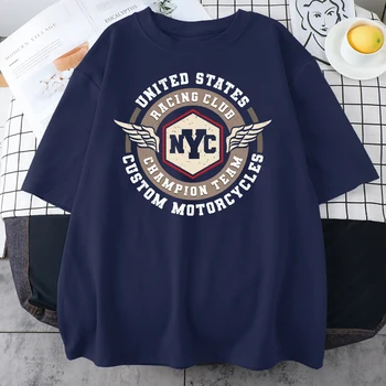 Мотоциклы гоночного клуба США на заказ, мужские футболки, Летняя хлопковая Повседневная брендовая одежда с коротким рукавом, Корейские модные топы