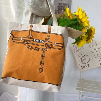 Женская сумка через плечо Модный дизайн с буквенным принтом, большая вместительная сумка, холщовые сумки для покупок, женская повседневная сумка-тоут в классическом стиле