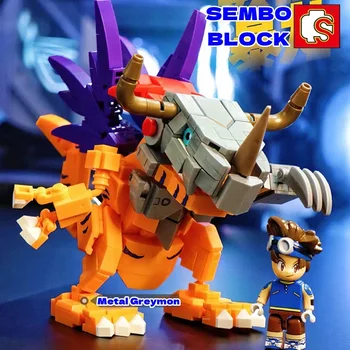 Строительные блоки SEMBO Digimon, детские игрушки из металла Garurumon, модель Greymon, подарок на день рождения, фигурки Garudamon, украшения