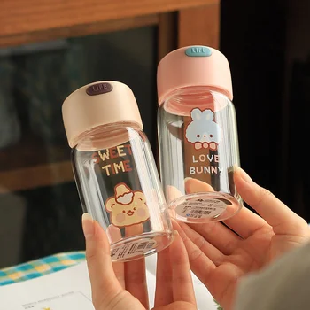Спортивная мини-бутылка для воды объемом 150/400 МЛ, маленькая мини-чашка для воды, милая девушка-студентка, стеклянная чашка для молока для детей
