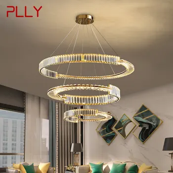 Плоская Подвесная Люстра Crystal Modern LED Luxury Rings Подвесной Светильник Home Decor Для Гостиной Столовой Виллы Duplex