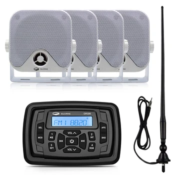 Водонепроницаемый Морской Аудио Лодка Стерео Bluetooth Радиоприемник FM AM Автомобильный MP3-Плеер + 2 Пары 4 