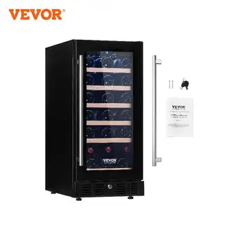 Однодверный винный холодильник VEVOR Вместимостью 30 бутылок с подсоединением Встроенный или отдельно стоящий винный холодильник для напитков, пива, вина