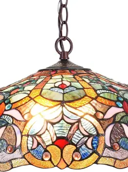 Подвесной светильник Tiffany Flower Victorain в античном стиле, подвесной светильник из витражного стекла с 2 лампами шириной 16 дюймов для кухни