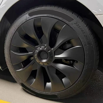 Крышка колеса модели 3 18 дюймов, крышка ступицы Полностью закрывается, запасные аксессуары для Tesla Model 3 - матовый черный (слева)