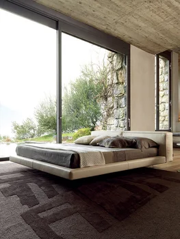 легкая роскошь, современная простота, новая главная спальня 2023 года, итальянская минималистичная подвесная двуспальная кровать