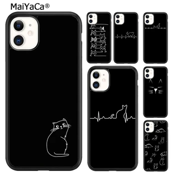 Чехол для телефона MaiYaCa Minimalist line Cat для iPhone 15 SE 6 7 8 plus XR XS 11 12 13 14 pro max shell