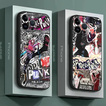 Чехол-накладка для Apple iPhone SE 12 Mini 14 XS X 15 Pro Max 8 Plus XR 11 Pro 13 7 6s силиконовый Роскошный marvel Человек-паук в стиле панк