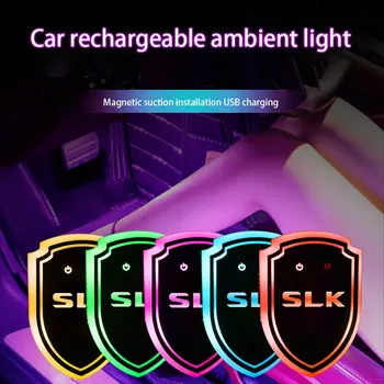 Наклейки с эмблемой автомобильного щита и красочной атмосферной подсветкой для Mercedes Benz SLK с логотипом автомобильные аксессуары