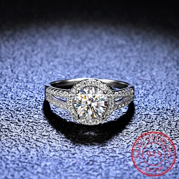 Сверкающие круглые прозрачные кольца с фианитами из стерлингового серебра 925 пробы, классический дизайн, обручальное кольцо для женщин, вечерние украшения