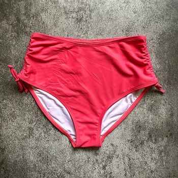 Женские винтажные плавательные трусики-бикини со средней талией, пляжная одежда, Бразильские плавательные штаны с завязками по бокам