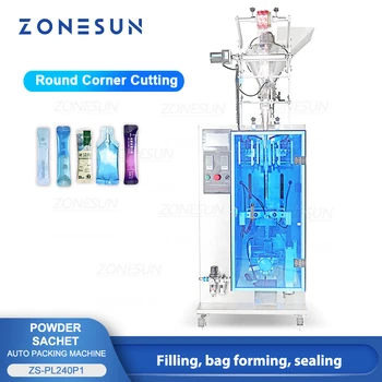 Автоматическая упаковочная машина для пакетиков-саше ZONESUN, упаковочная машина для наполнения и запечатывания порошка с кодировочной машиной ZS-PL240P1