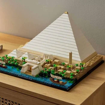 В наличии Классическая модель Великой пирамиды в Гизе, Набор строительных блоков, Совместимый с 21058 Собранными своими руками кирпичами, детские игрушки, подарок на День Рождения