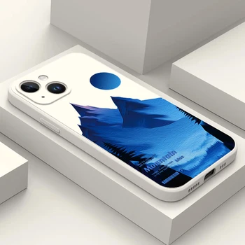 Чехол Для телефона Iphone 14 13 12 11 Mini Pro MAX 5 5s Se 2020 6 6s 7 8 Plus X 10 XR XS Cover Silcone Liquide mountain blue
