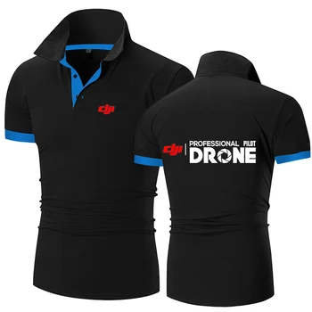 Летняя мужская рубашка поло с принтом профессионального пилота-дрона 2024, Повседневная высококачественная хлопковая футболка с короткими рукавами, Классические топы, футболки