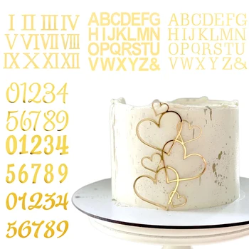 Золотой Зеркальный Акриловый A-Z Английская буква Алфавита, Топпер для торта 