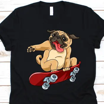 Футболка для Скейтбординга с Бульдогом Cute Dog Lover для Мальчиков И Девочек Skateboarding Skateboarder