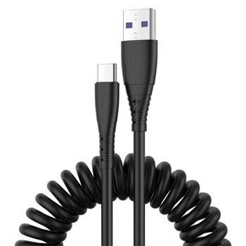 Кабель USB C Type C для быстрой зарядки, спиральный выдвижной телефонный шнур для телефона челнока