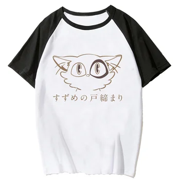 Футболка Suzume No Tojimari, женские летние футболки с японским аниме, одежда из аниме y2k harajuku для девочек