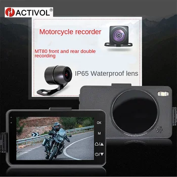 Водонепроницаемая мотоциклетная камера 1080P DVR Видеорегистратор для мотоцикла 3-дюймовая передняя и задняя камеры Видеомагнитофон DVR Черный блок ночного видения
