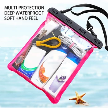 Многофункциональная сумка для хранения пляжной мелочевки для дайвинга, Прозрачные сумки большой емкости, Ключи, Очки, телефон, Водонепроницаемая упаковка
