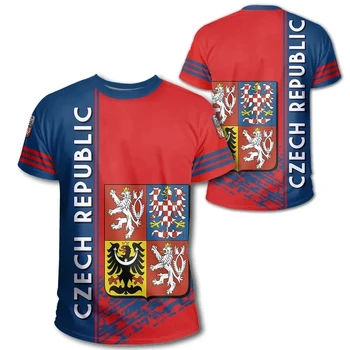 Мужская футболка с флагом Чешской Республики и 3D принтом Harajuku, винтажные футболки с коротким рукавом, мужская одежда Camiseta