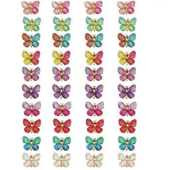 40шт Разноцветных красивых бабочек, украшения для скрапбукинга из смолы, Плоская спинка, художественные проекты 