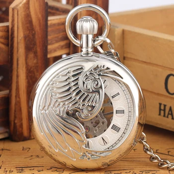 Винтажные Серебряные Карманные часы с механическим ручным заводом, Подарочные мужские Часы с римскими цифрами, Антикварные джентльменские часы