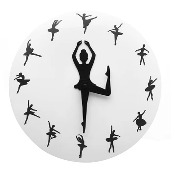 Балетные Современные Дизайнерские Настенные Часы Ballerina Girl Dancing Clocks Настенный Декор Для Танцевальной Комнаты Swan Lake Art Декоративные Часы