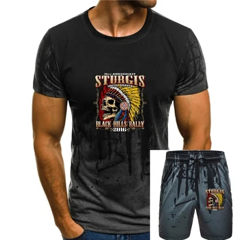 мужская футболка 2016 Sturgis Футболка с безумным индийским черепом