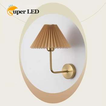 Современный минималистичный плиссированный настенный светильник, Прикроватный Европейский E27 Лампы, ночник, Прикроватная лампа для спальни, Настенные светильники для гостиной