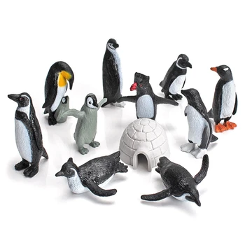 4XBD Мини фигурка Пингвина Статуэтка животного для детей Хобби коллекционеров 11ШТ