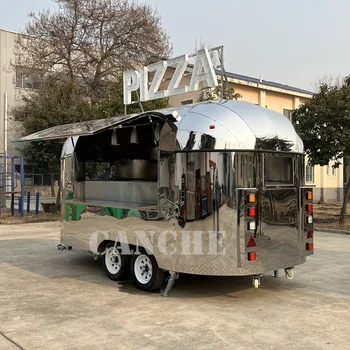 США Новый дизайн Модный мобильный грузовик быстрого питания / кофейный киоск из нержавеющей стали, чайный бар, трейлер для общественного питания
