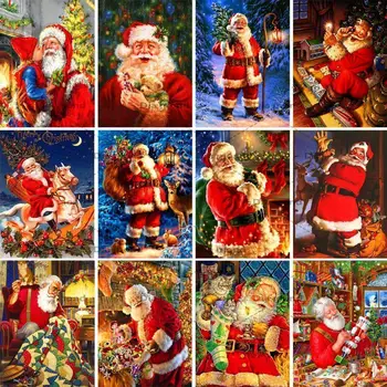 5D Алмазная живопись Санта-Клауса, Полная Квадратная / Круглая Рождественская Алмазная вышивка, Мозаика, Вышивка крестиком, Наклейка на стену, украшение дома