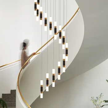 Современная длинная хрустальная светодиодная люстра для лестницы класса люкс Cristal, Большие лестничные светильники, Минималистичные подвесные светильники для помещений