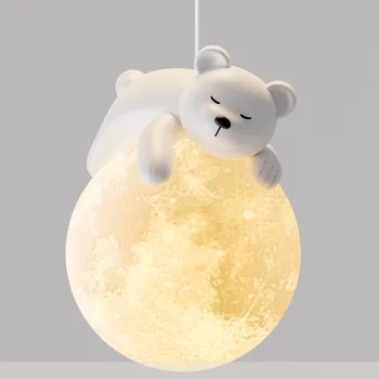 Современные минималистичные светодиодные подвесные светильники Little Bear, прикроватные тумбочки для спальни, Люстра для детской комнаты, украшение дома, подвесной светильник