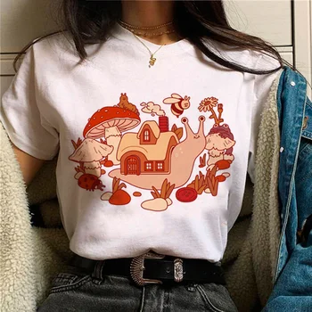 Женские японские забавные летние футболки с улиткой, женская забавная одежда