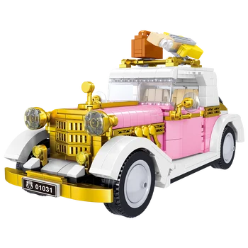 Розовый Дорожный Джип Строительный Блок Мелкие Частицы Блоки Модель Автомобиля Орнамент Ручной Работы Собранные Развивающие Игрушки Подарки На День Рождения Для Детей